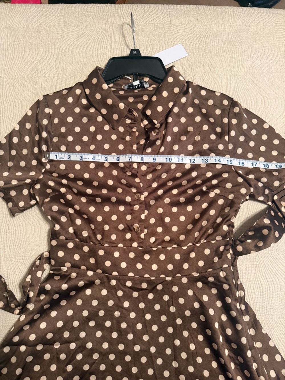 Gilli Brown Polka Dot Midi Dress with Belt NWT - Picture 9 of 11